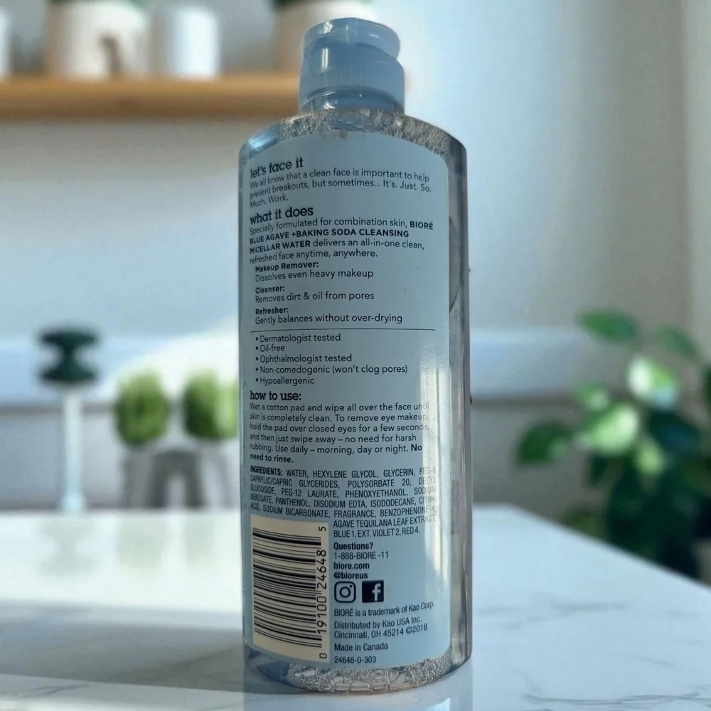 Biore Blue Agave And Baking Soda Cleansing Micellar Water (New)